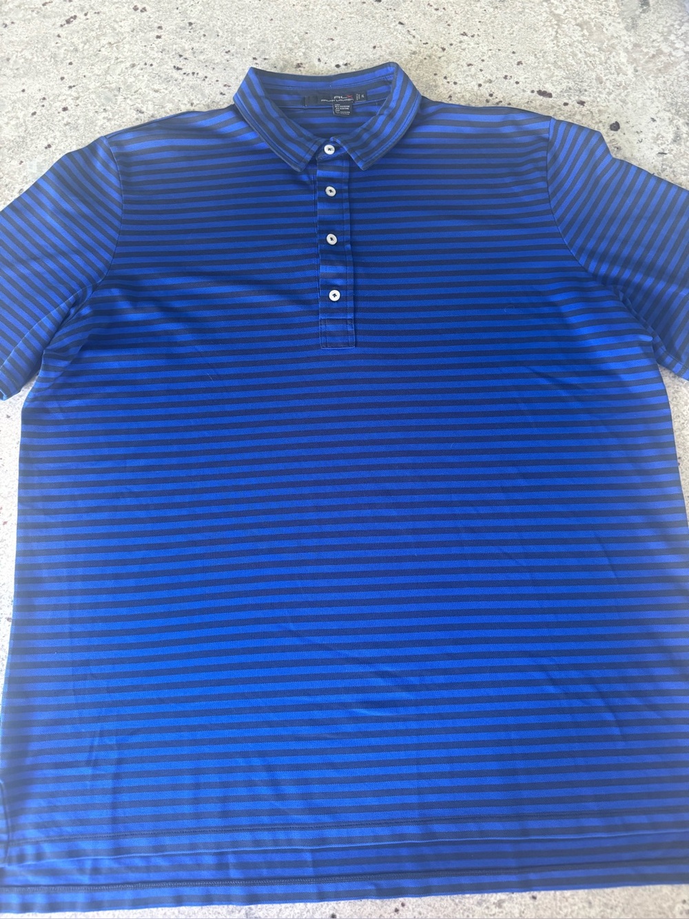 RLX Ralph Lauren Royal and Navy Striped Polo~Size XL~Like new!🖤